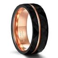 BagueElegante - Black Tungsten Ring with Pink Slit