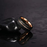 BagueElegante - Black Tungsten Ring with Pink Slit