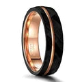 BagueElegante - Black Tungsten Ring with Pink Slit