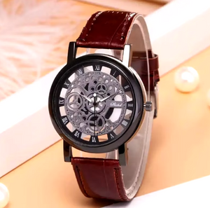 Fashion Skeleton Quartz Leather Watch