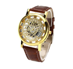 Fashion Skeleton Quartz Leather Watch