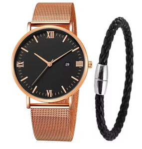 Ultra Thin Mens Magnetic Watch with Bracelet