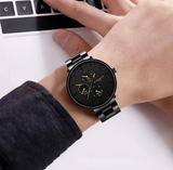 Matte Black Three Eyes Rose Needle Quartz Watch