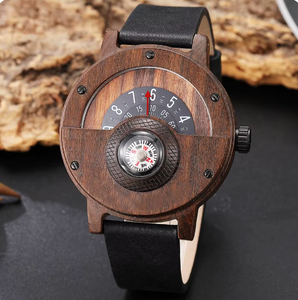 Men’s Creative Wooden Dial Watch with Compass