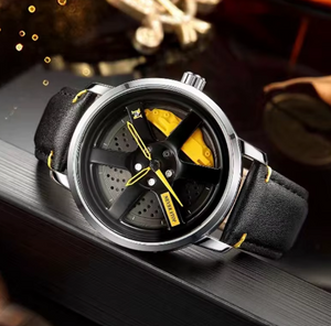 Car Wheel Theme Waterproof Leather Watch