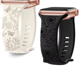 Floral Engraved bracelet correa iwatch series 10 9 7 SE 6 8 Ultra