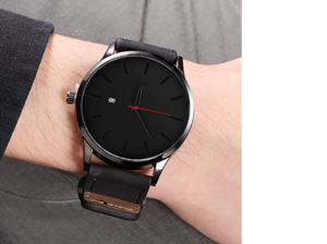 Fashion Minimalist Mens sports Watch Quartz Leather Band