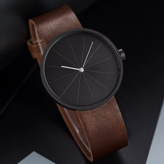 Minimalist Men's Fashion Ultra Thin Simple Men Business Leather Band Quartz Watch