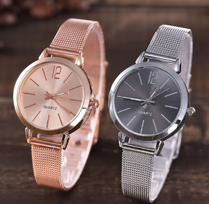 Fashion Small Stainless Steel Mesh Band Quartz Wrist Watch