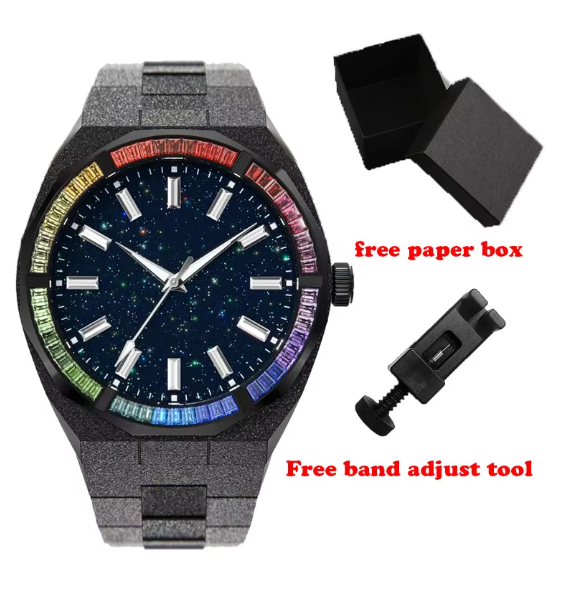 42mm Transparent Crystal Marker Star Dust Dial Watch