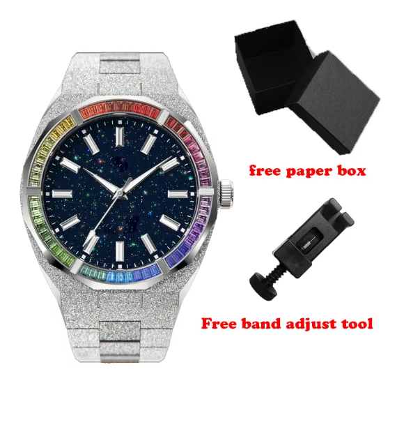 42mm Transparent Crystal Marker Star Dust Dial Watch