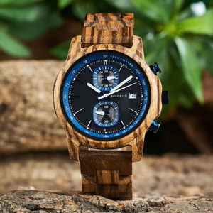 Men's Wooden Quartz Multifunctional Dials Wristwatch