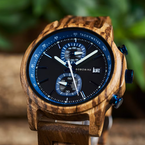 Men's Wooden Quartz Multifunctional Dials Wristwatch