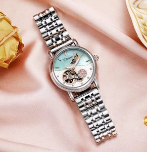 Women Top Fashion Moon Phase Waterproof Lady Automatic Mechanical Watch