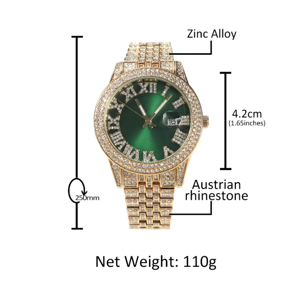 Rhinestone Ice Two-Tone Quartz Wristwatch