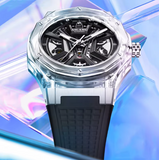 Transparent Case Waterproof Mechanical Wrist Watch