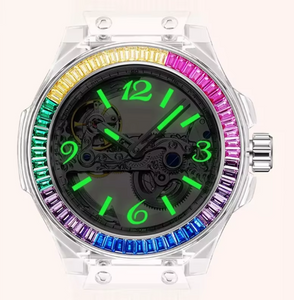 Mechanical Transparent Case Skeleton Elegant Silicone Strap Waterproof Wristwatch