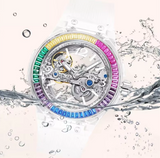 Mechanical Transparent Case Skeleton Elegant Silicone Strap Waterproof Wristwatch