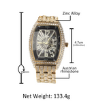 Rectangle Waterproof Full Iced Rhinestone Quartz Automatic Mens WristWatch