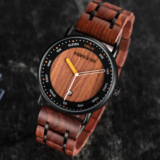 Unique Wooden Quartz Minimalist Dial Casual Customized Wristwatch