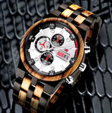 Natural Mens Wooden Personalized Chronograph Stylish Casual Quartz WristWatch