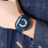 Irregular C shape Case Shape Business Stainless Steel Wristwatch