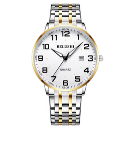 41mm Dial Light Gold Steel Men's Fashion Quartz Wristwatch