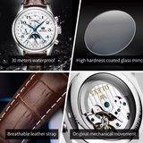 Men's Automatic Moon Phase Waterproof Stainless Steel Mechanical Watch