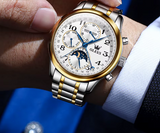 Men's Automatic Moon Phase Waterproof Stainless Steel Mechanical Watch