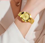 Women Golden Tungsten Elegant Waterproof Calendar Wristwatches