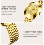 Women Golden Tungsten Elegant Waterproof Calendar Wristwatches