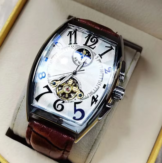 Men Fashion tonneau Self Wind Mechanical Watch