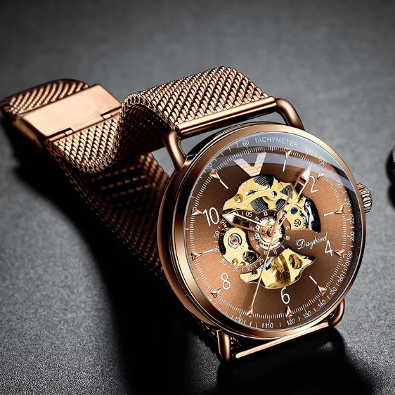 Original Design Copper Color Skeleton Dial Automatic Watch