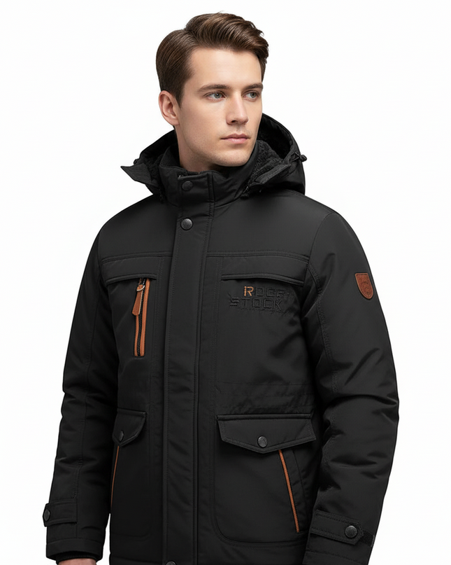 Men’s Tactical Winter Jacket – Waterproof Insulated Coat with Removable Hood